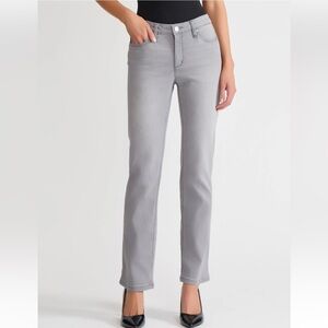 Jones New York Lexington Straight Women’s Jeans Gray with Rhinestone Pockets 12